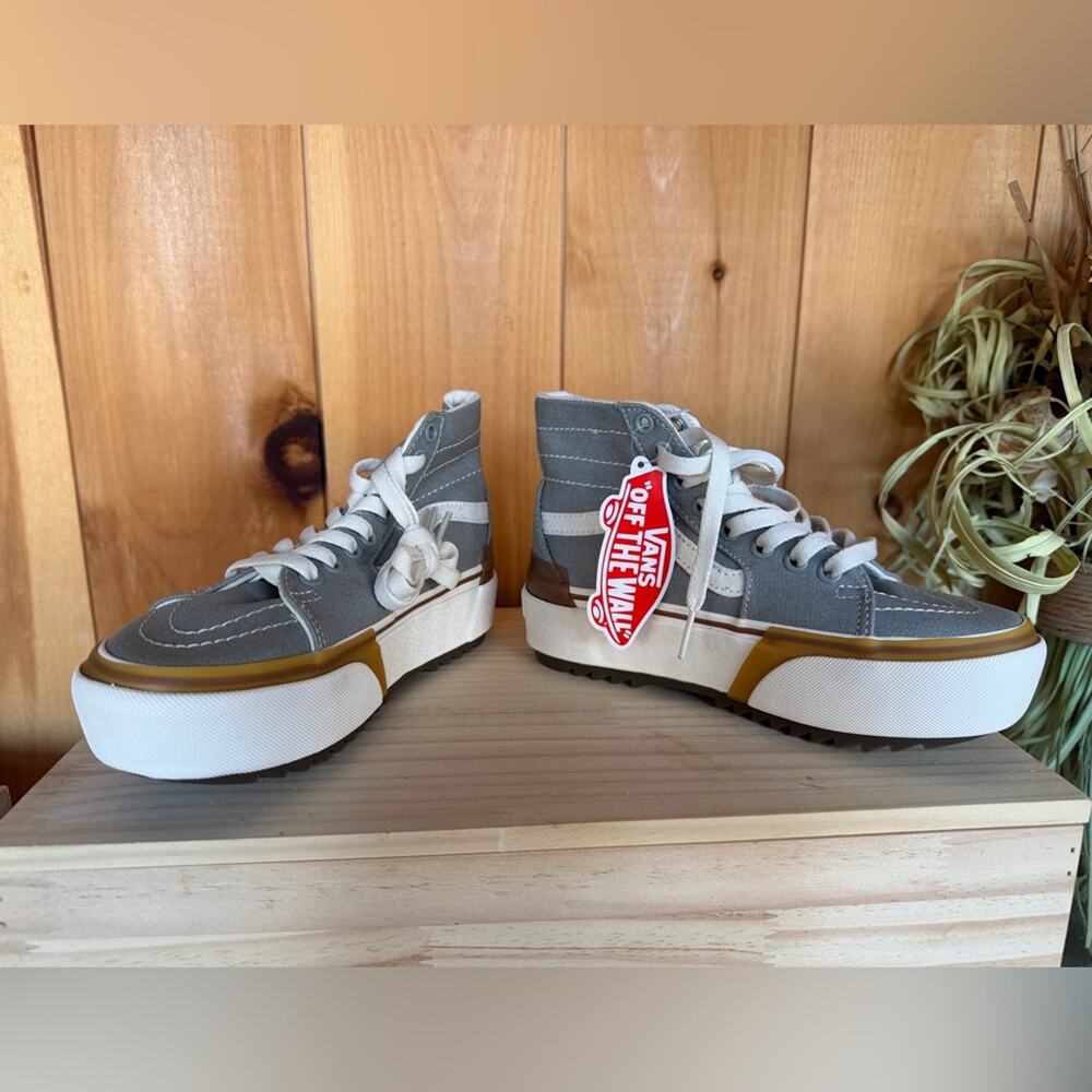 Vans High-Top Sk8-HI Tapered Sneakers--Turquoise and Gold - Picture 3 of 7